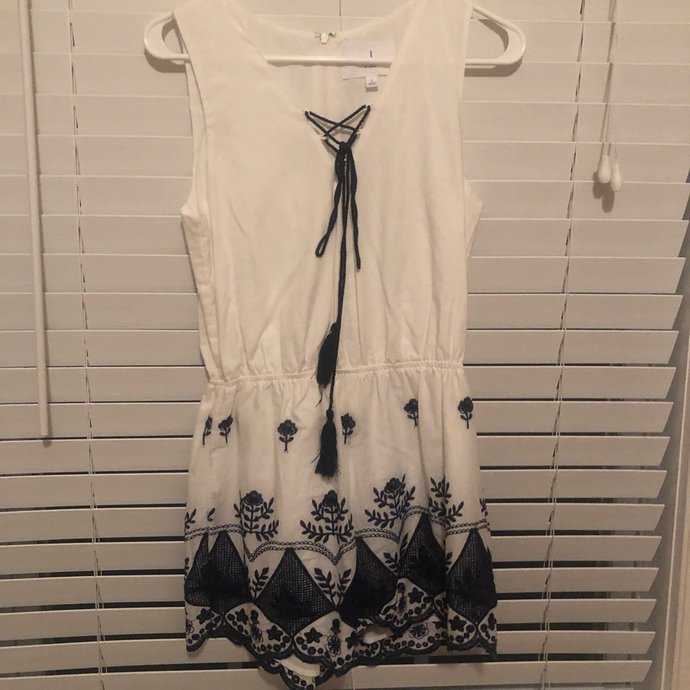 white and blue romper